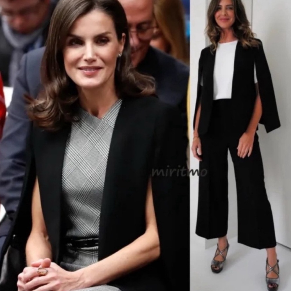 ZARA Cape Blazer Black Blogger Favorite {TT46}
